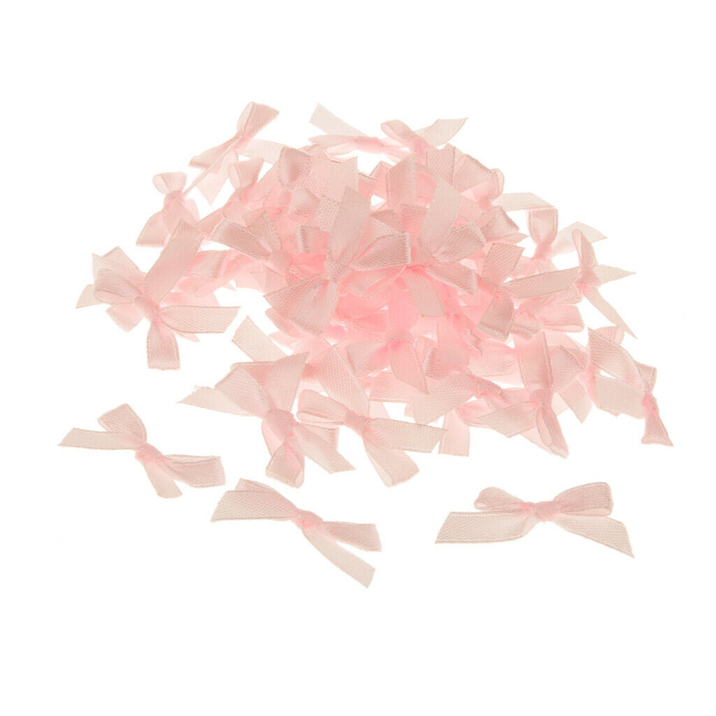 100pcs 30mm Mini Ribbon Bow Tie DIY Scrapbook Making Embellishment -- Pink