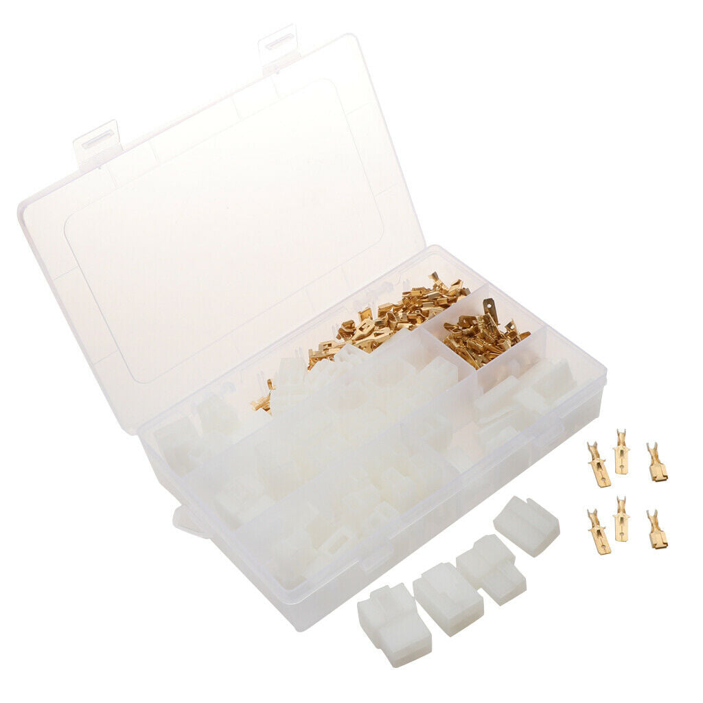 20 Kits 6.3mm 2 4 Pin Brass Crimp Terminal Cable Locking Tab Spade Connector