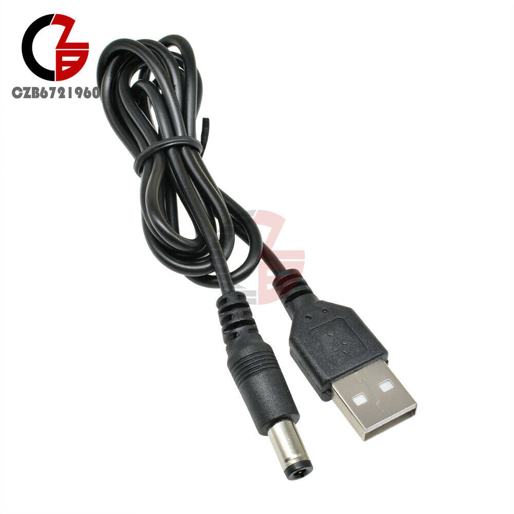 2PCS USB 2.0 Male A To DC 5.5mm x 2.1mm Plug DC Power Supply Cord Socket Cable