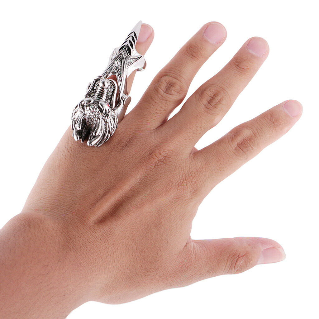 Retro Style Dragon Head Red Crystal Eye Rings Women Men Gothic Rapper Band