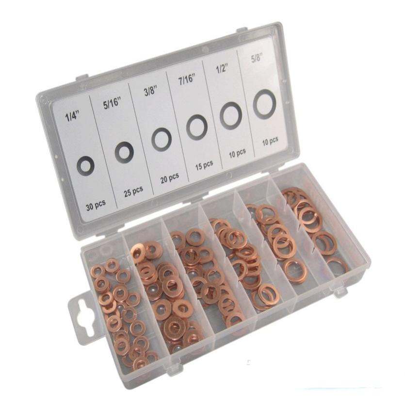 110Pcs Solid Copper Washer Set Kit Assortment 1/4" - 5/8" Imperial