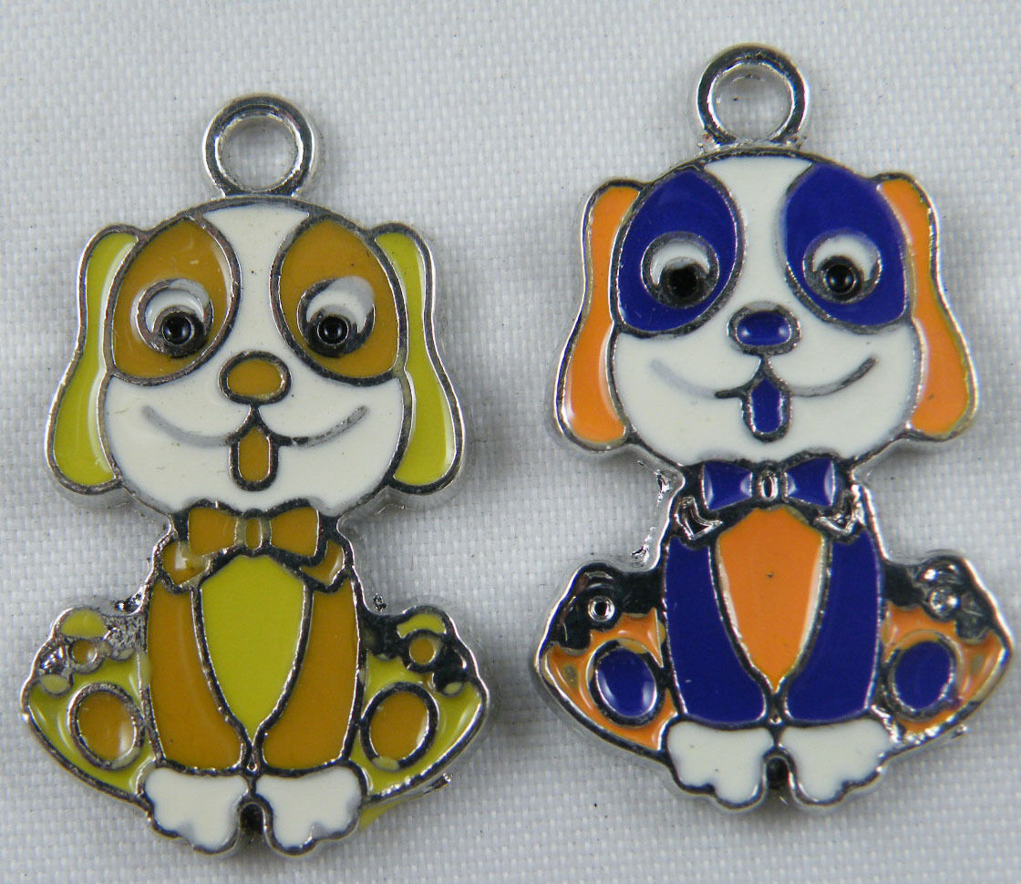 20pcs Enamel Lovely Dog Charms Jewelry DIY 27x17x2mm 8579