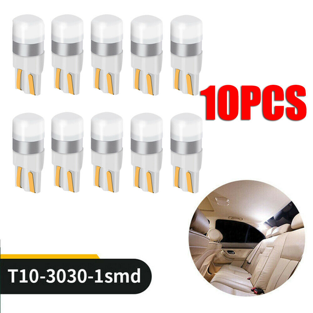 10x T10 LED W5W 194 168 1SMD Car Wedge Tail Parking Plate Light Bulb 12V - WHITE