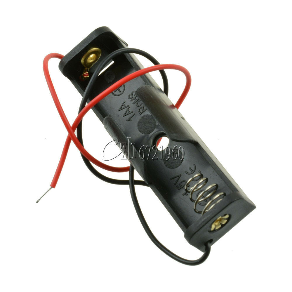 10PCS Plastic Battery Case Storage Box Holder with Wire Leads for AA 1.5V 2A