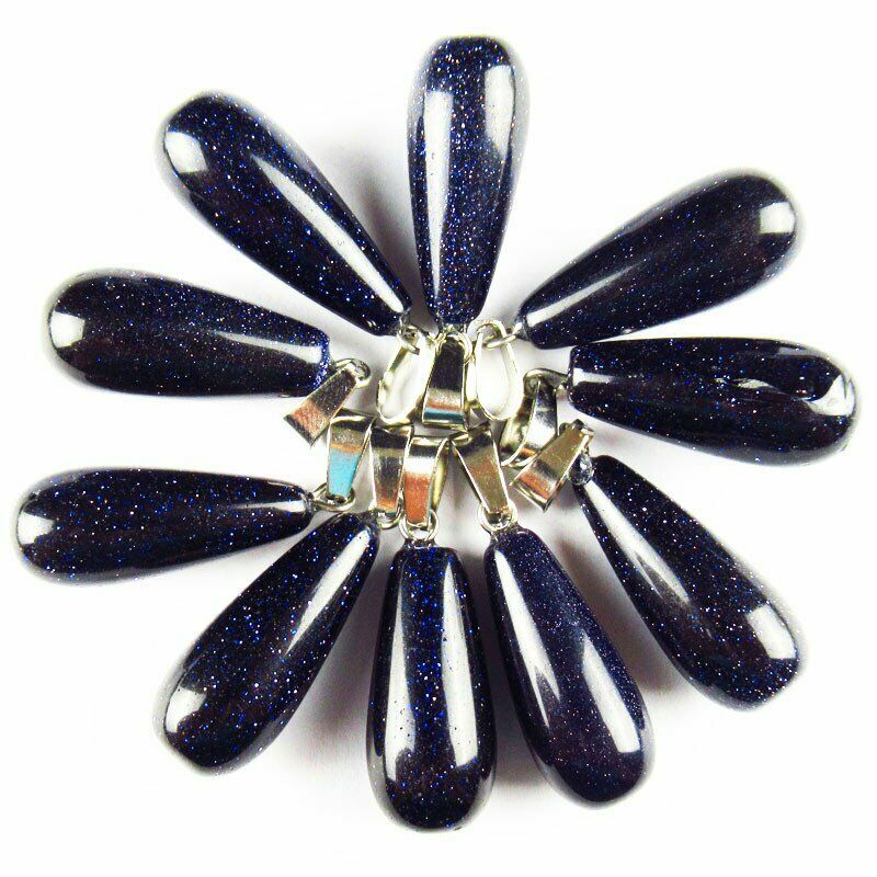 10pcs 40g Blue Sand Stone Teardrop 29x10mm Pendant Bead A-87SK