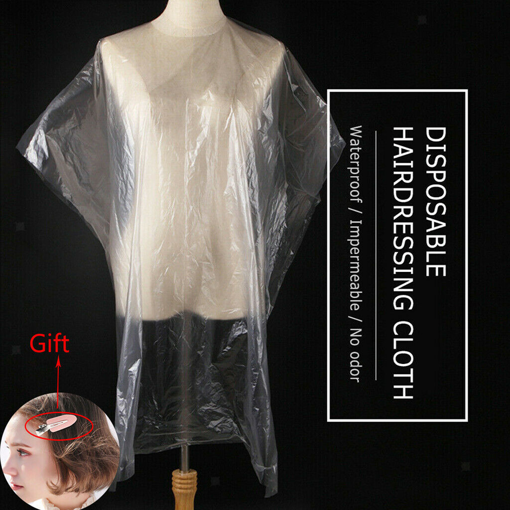 450X Disposable Hair Cutting Cape Clear Hair Salon Gowns Capes w/ Clips