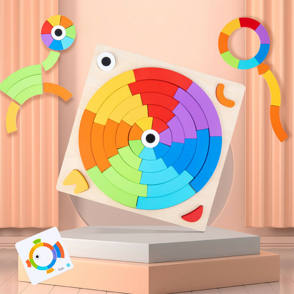 Building Blocks Wooden Rainbow Jigsaw Stacking Development Game for Toddlers