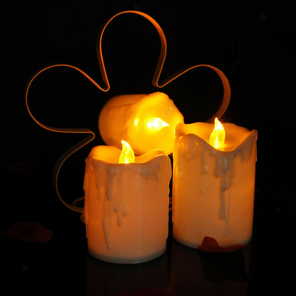 Set of 3PCS Battery Powered LED Candles Decorative Tea Light Romantic Decor