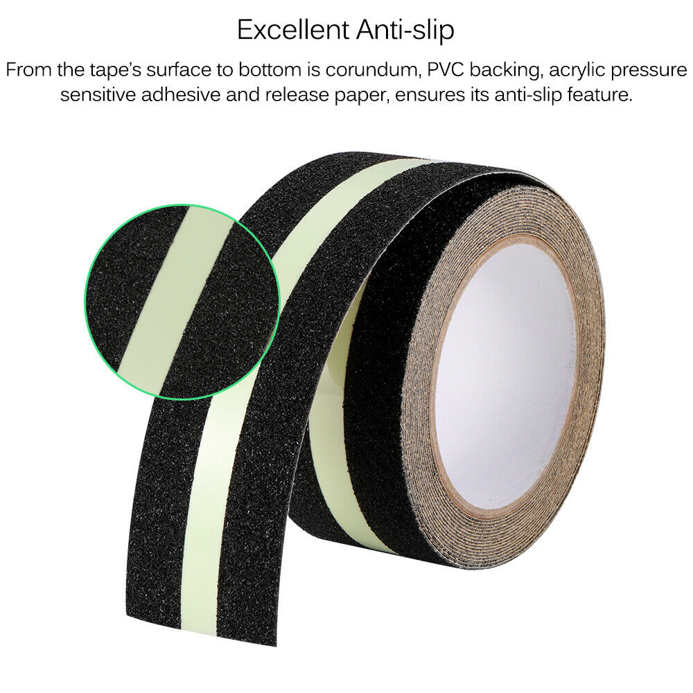 5M PVC Frosted Anti-Slip Adhesive Tape Glow In the Dark Safety for Stairs Floor
