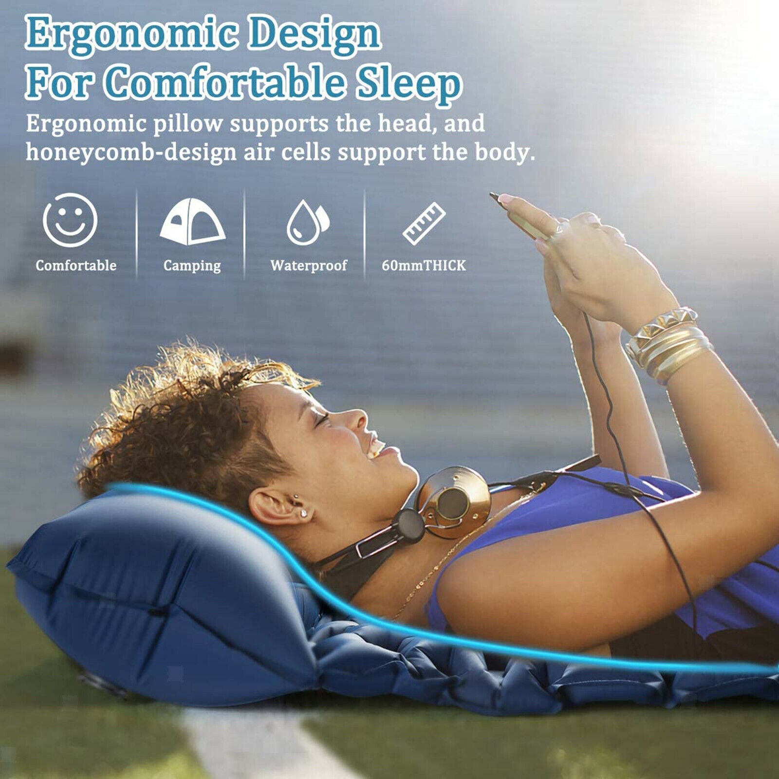 Durable Lightweight Self Inflating Camping Pad Sleeping Mat Travel Trip Gear