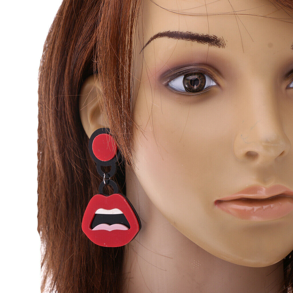 Novelty Lip Long Dangle Hip Hop Earrings Acrylic Ear Studs Women Jewelry