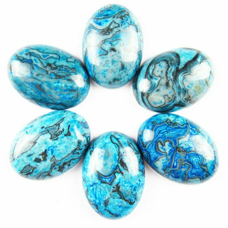 8pcs 25x18x6mm Natural Blue Crazy Lace Agate 37g Oval Cab Cabochon A-262JM