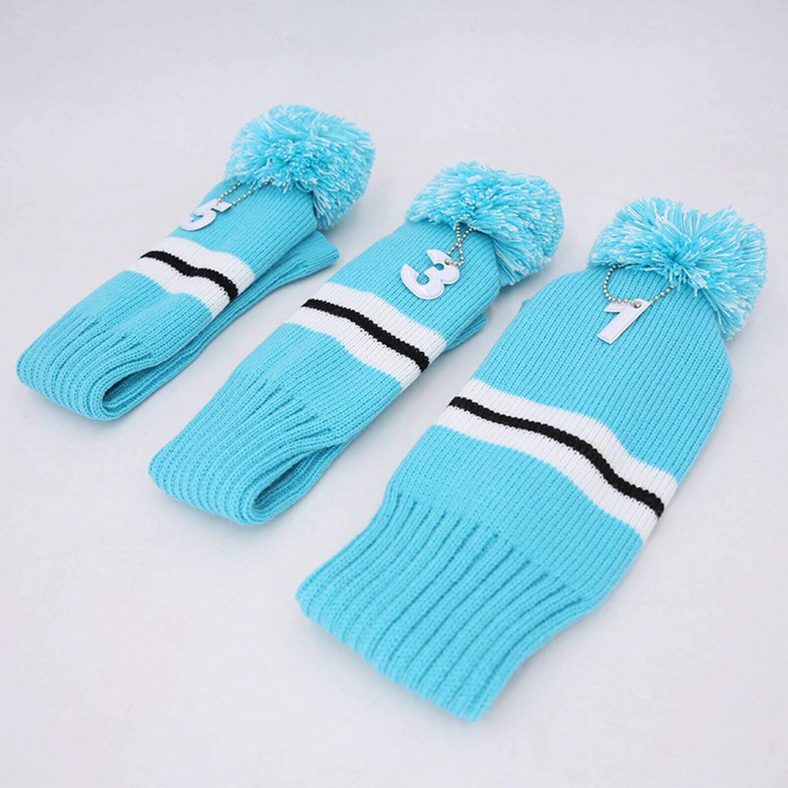 3pcs Knit Golf Driver Fairway Wood Head Covers Long Neck UT Club Headcover