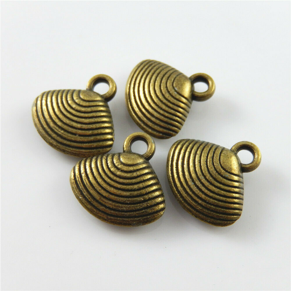 20 pcs Antiqued Bronze Fan Shell Alloy Charm Seashell Pendant Findings 17x12x6mm