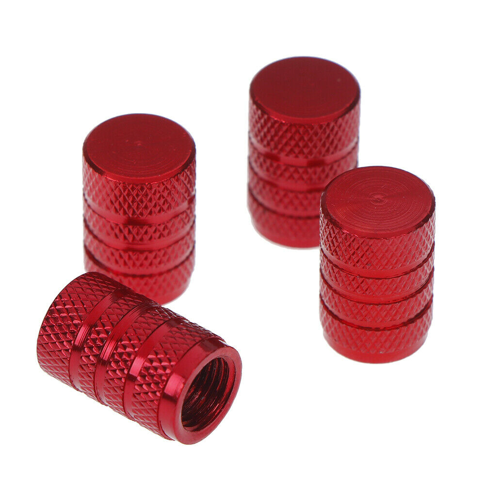 4Pcs Aluminium red car tyres valve stems air dust cover screw cap accesso.l8