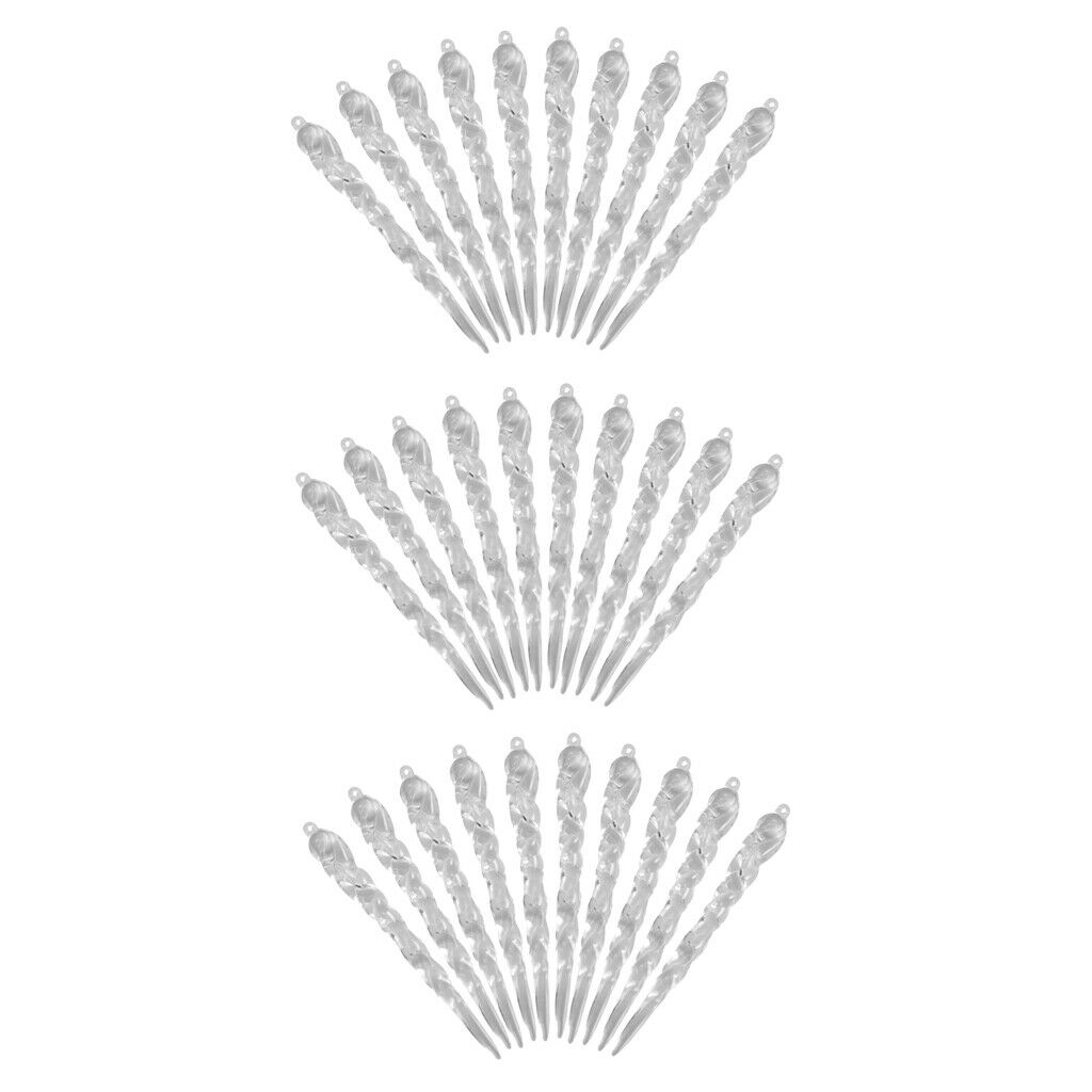 30Pieces Clear Acrylic Icicle Pendants Christmas Ornaments Icicle Decorations