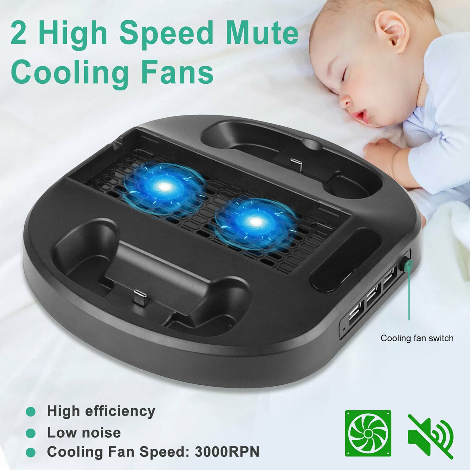 Vertical Stand with 2 Fan Cooling Station USB HUB For Xbox Series S Console