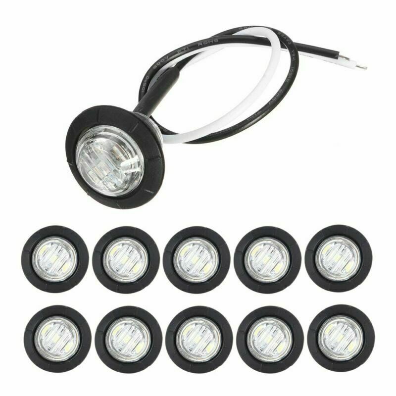 10X Smoked Round Side Marker lights 3/4"LED Bullet Light Truck Trailer White