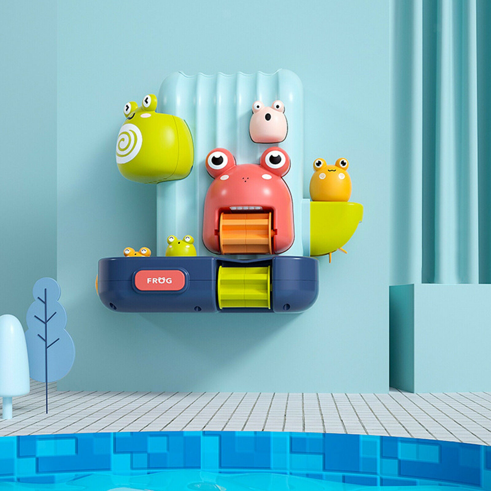 Cartoon Frog Waterwheel Shower Bathtub Pool Water Play Bath Toys for Baby
