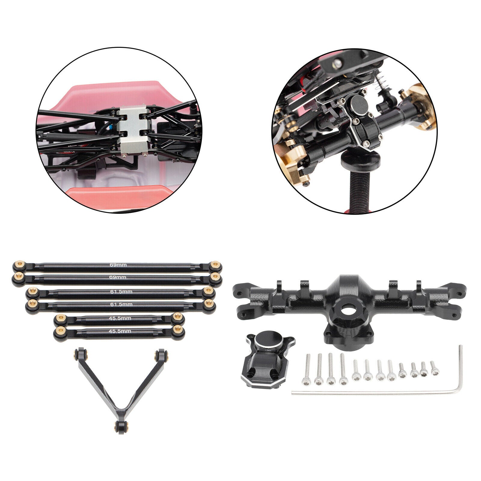 7x 1:24 Metal Link Set with Front Axle Housing for Axial SCX24 AXI00002 Car