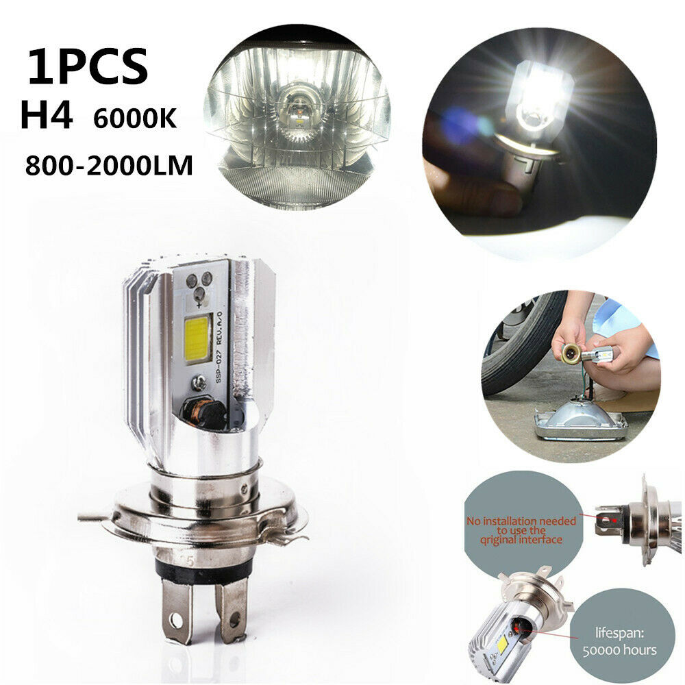 1x Car Motorcycle H4 9003 HB2 LED Bulb Hi/Lo Beam HID 6000K White Headlight Lamp