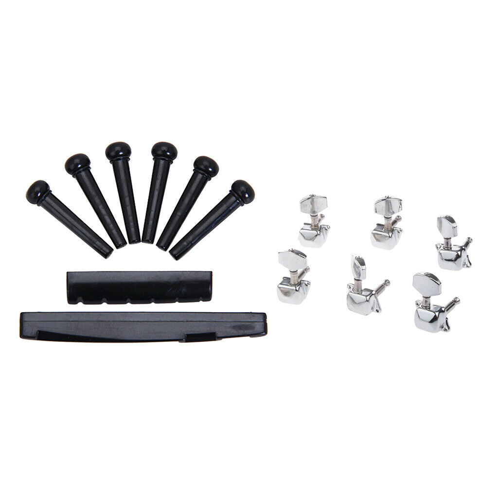 3R3L Semiclosed Guitar Tuning Pegs Machine Heads with Nut Saddle Bridge Pins