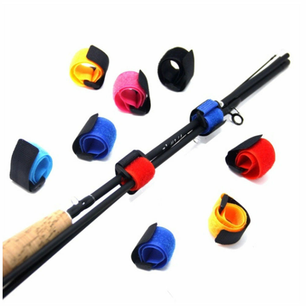 10x Reusable Fishing Rod Tie Holder Strap Fastener Ties Fishing Belt Accessories
