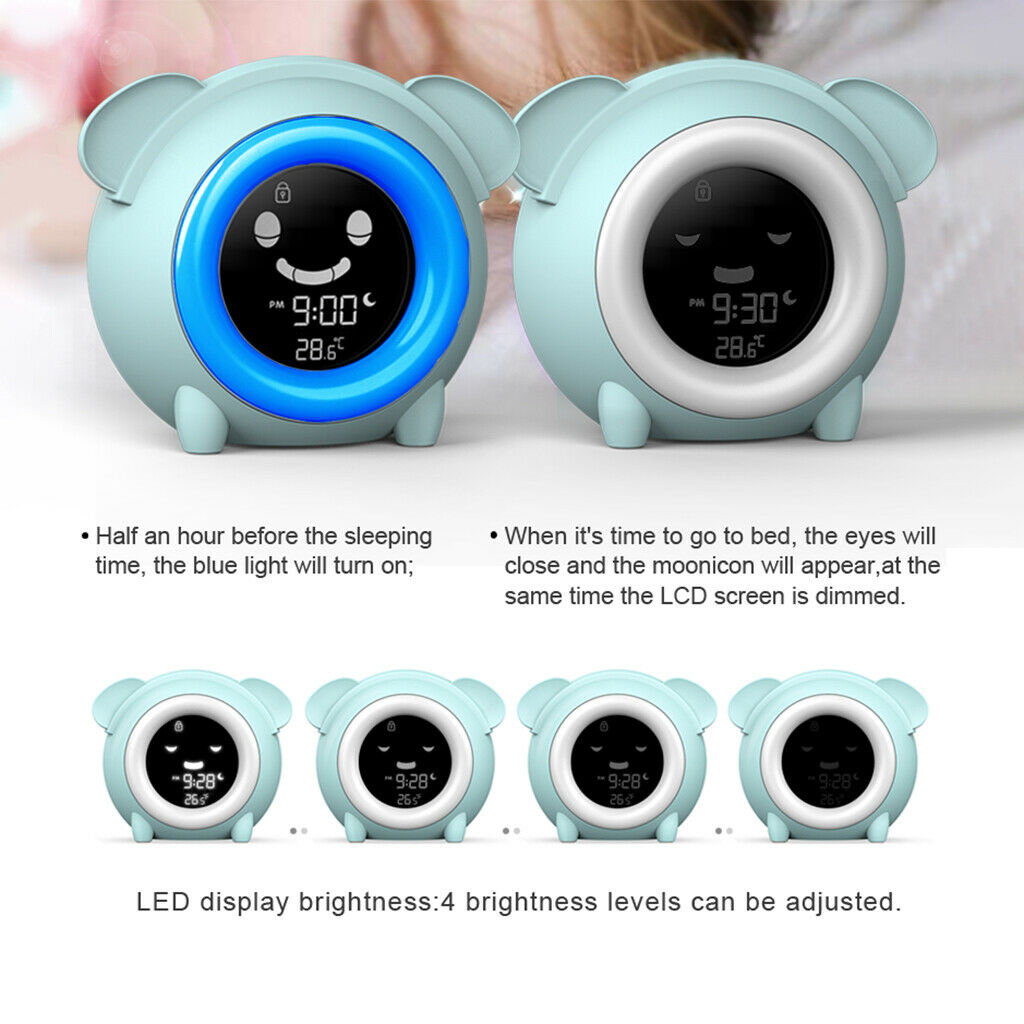 Facial Expression Kids Sleep Trainer Clock Bedside Wake Up Digital Clock