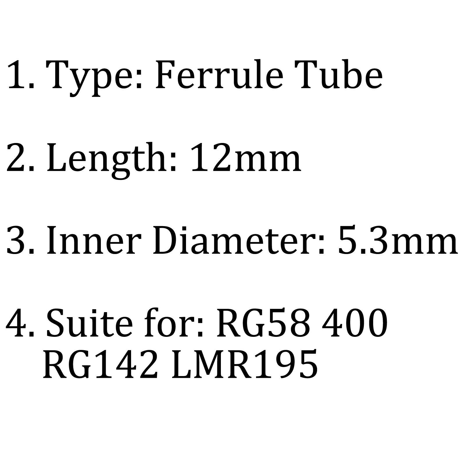 10Pcs Crimp Sleeve Ferrule Pleated Tube Pipe For RG58 400 RG142 LMR195 Connector