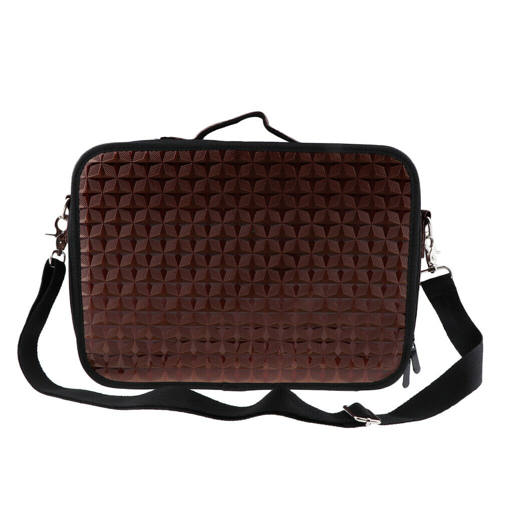 Hair Scissors/Shears Holder Case Clips,Combs PU Bag Diamond Texture Brown