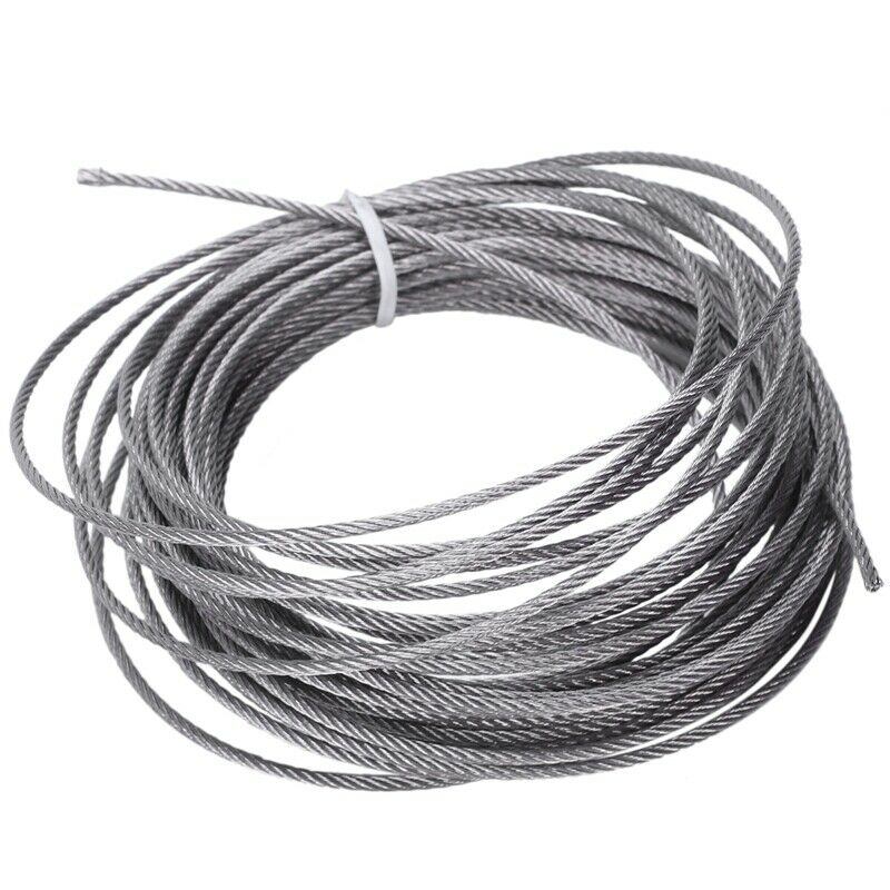 Grinding Machine Grinder 10m x 2mm Stainless Steel Wire Rope Cable Gray O6H8H8
