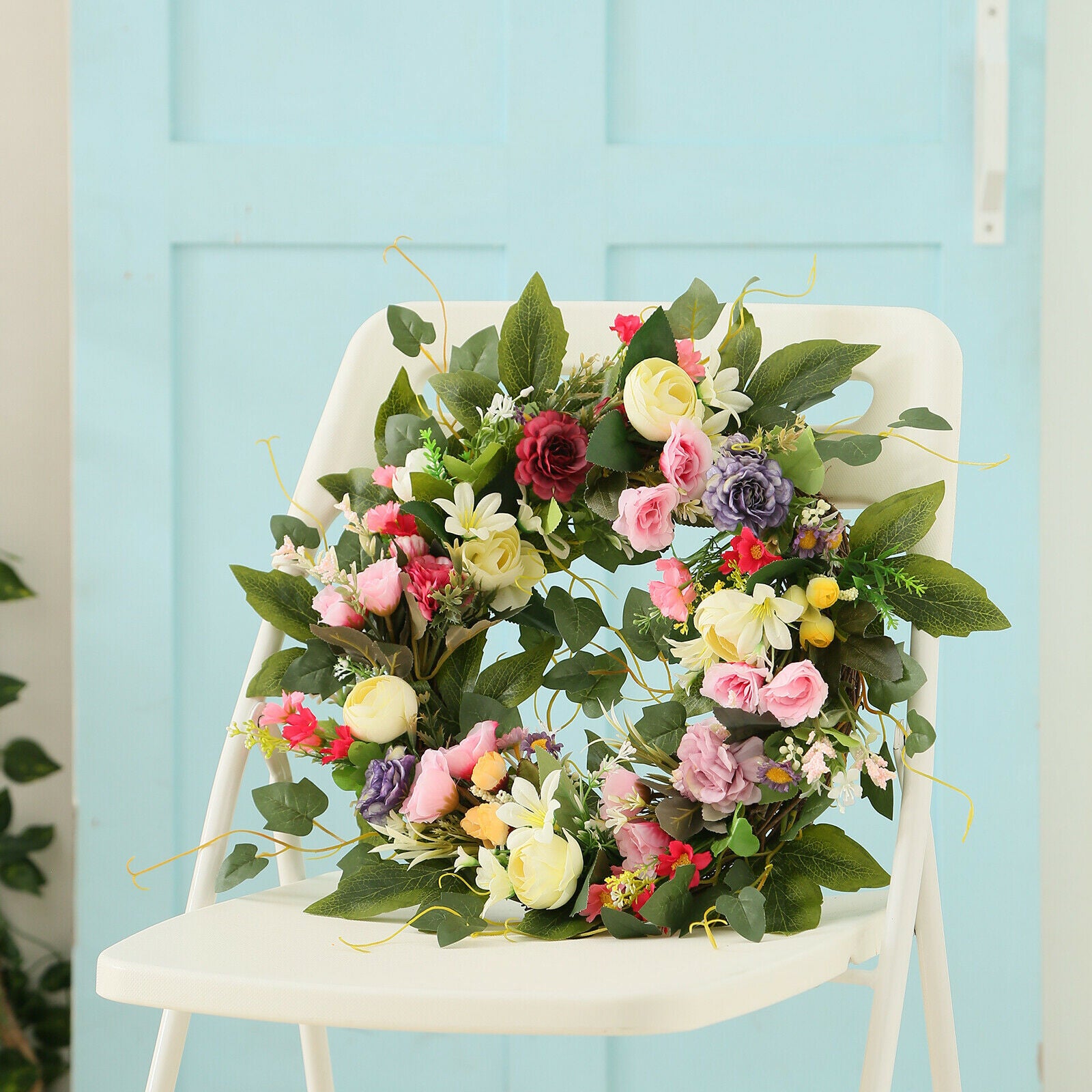 Faux Flower Wreath Garland Door Hanging Garland Wedding Office Decor