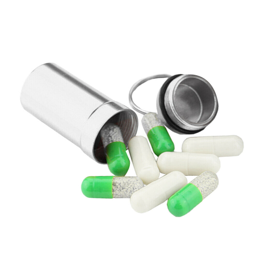 4pcs Aluminium Alloy Pill Waterproof Key Ring Container Multi-purpose 48x17mm