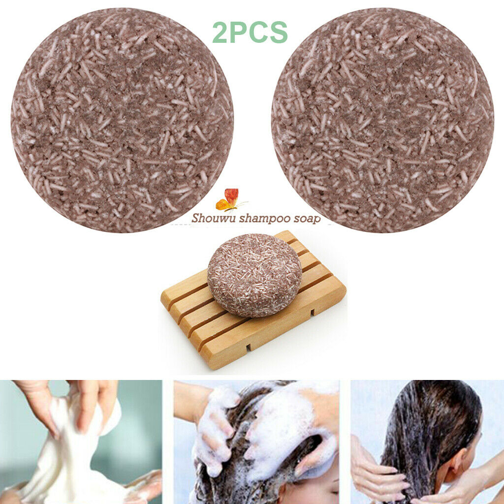 2pcs 100% Natural Organic Multiflorum Handmade Shampoo Soap Hair Nourishing