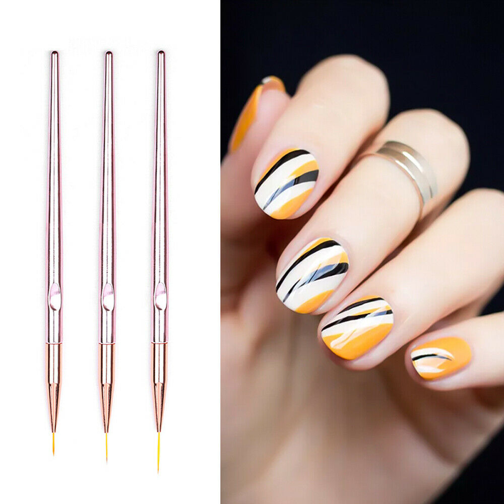 3PCS Nails Art Pen Dotting Painting Drawing UV Gel Liner Polish Brush Tools Set