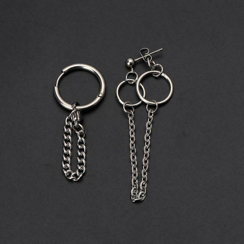 Tassel Chain Earrings KPOP Boy Earrings Male Korean Stainless Steel Punk Earring