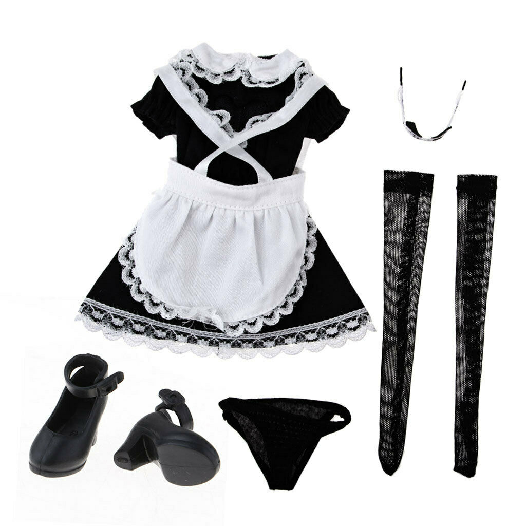 1/6 Black Girl Maid Dress Kit For 12 Inch Female Hot Toys Action Figures