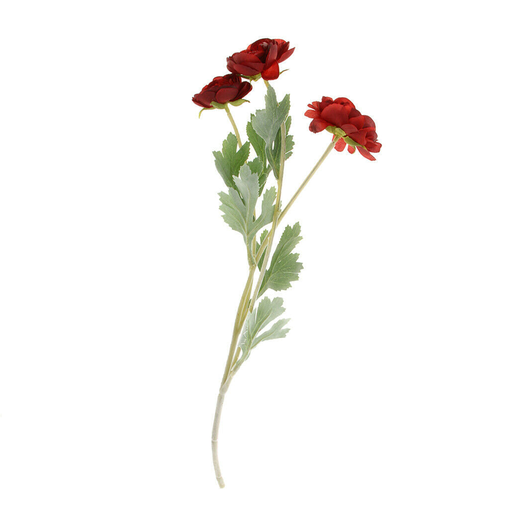Simulation Flower with Leaves Home Wedding Decor Bridal Bouquet Red