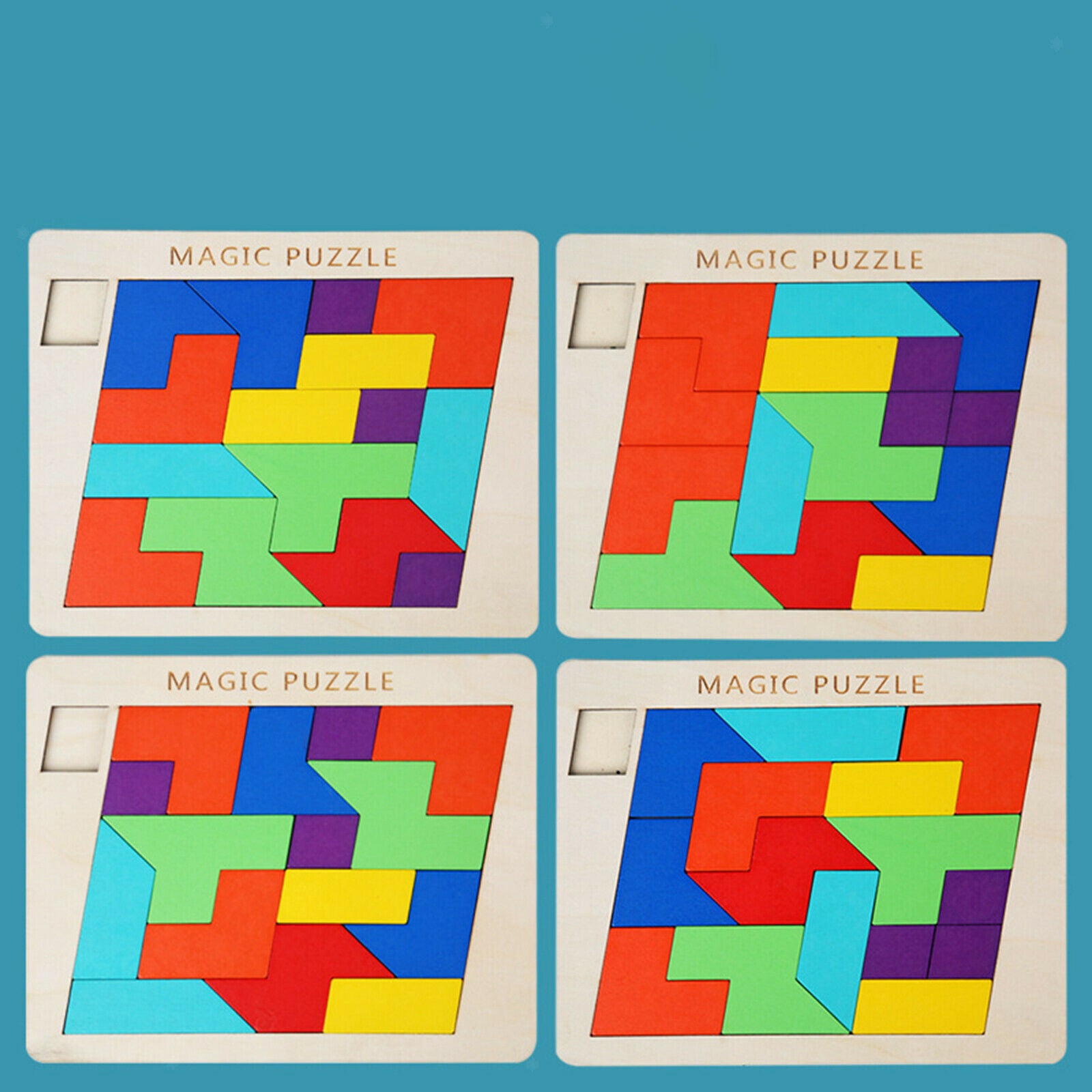 Wood Tangram Puzzle Kids Wood Tangram Puzzle IQ Game Shape Puzzles Brain Teaser