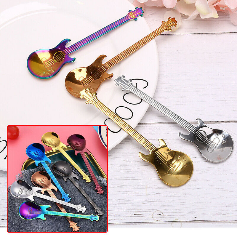 4PCS Guitar Shaped Stainless Steel Coffee Spoon Demitasse Spoons For Cake Spo SJ