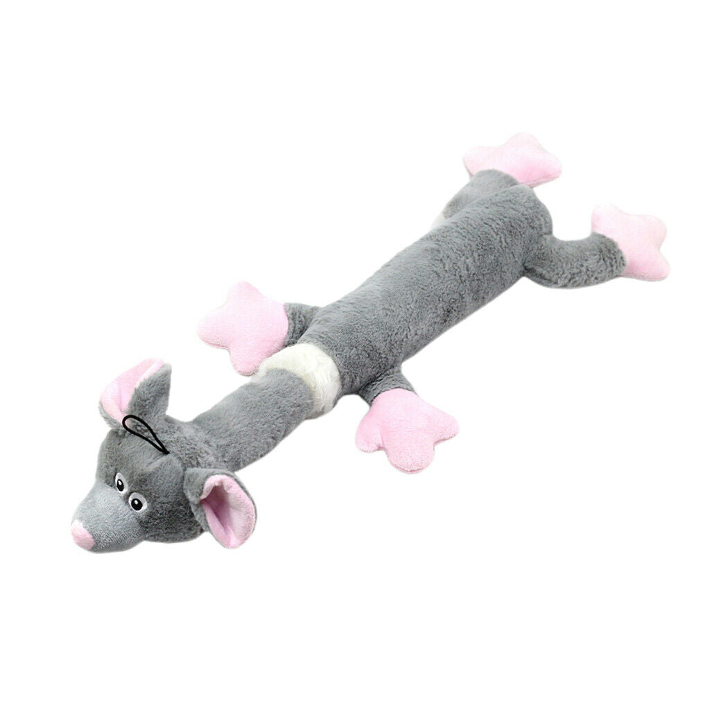 Dog Chew Toys with Squeaker for Puppies Teething, Plush Dog Toys - Gray Mouse