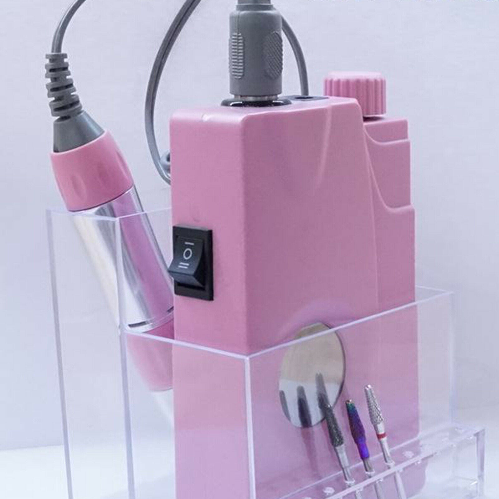 Nail Drill Bits Holder Stand Organizer, Grinding Machine Storage Box - Clear