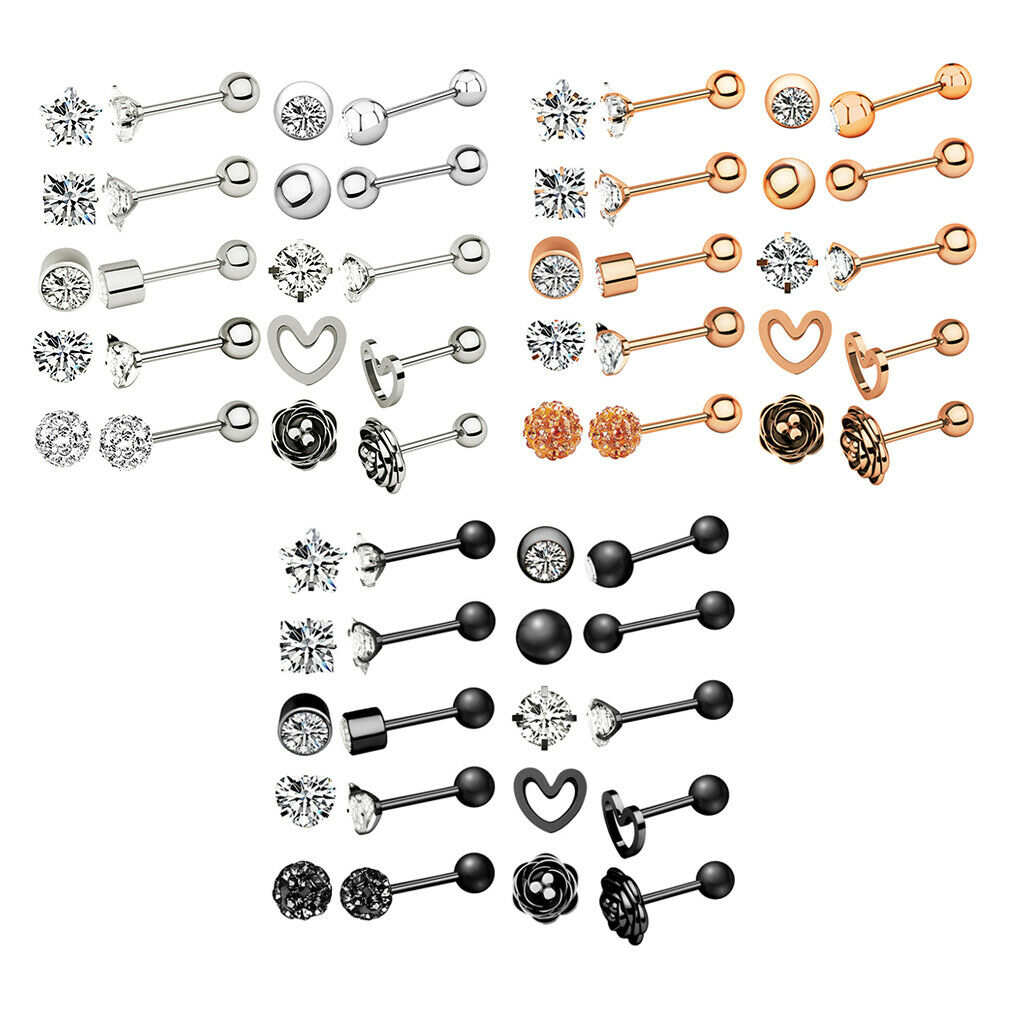 Fashion Men Women Ear Stud Heart Diamond Earring Lady Banquet Jewelry Gift