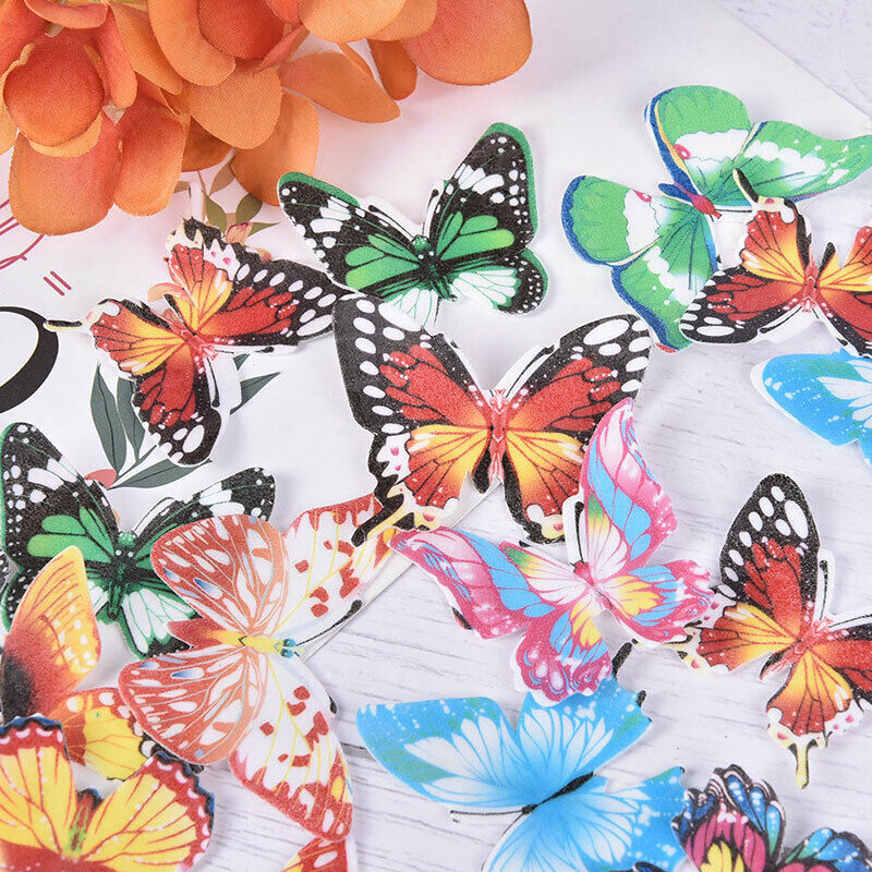 96pcs Mixed Butterfly flowers Edible Glutinous Wafer Rice Paper Cake Decorat Qx