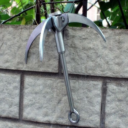 Outdoor Carabiner Grappling Hook Climbing Folding Load 400Kg Steel Stock