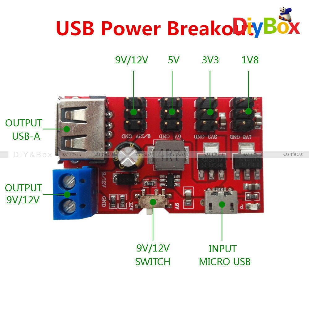 Micro USB 5V to 1.8V/3.3V/5V/9V/12V Power Module Breakout DC to DC USB