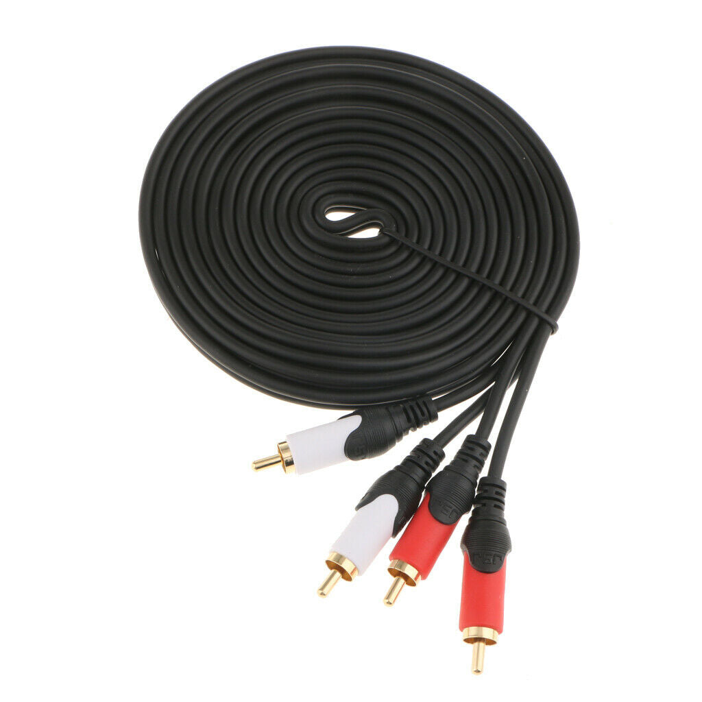 Dual RCA to RCA Audio Video AV Cord for HDTV DVD VCR Stereo Audio Cold Black
