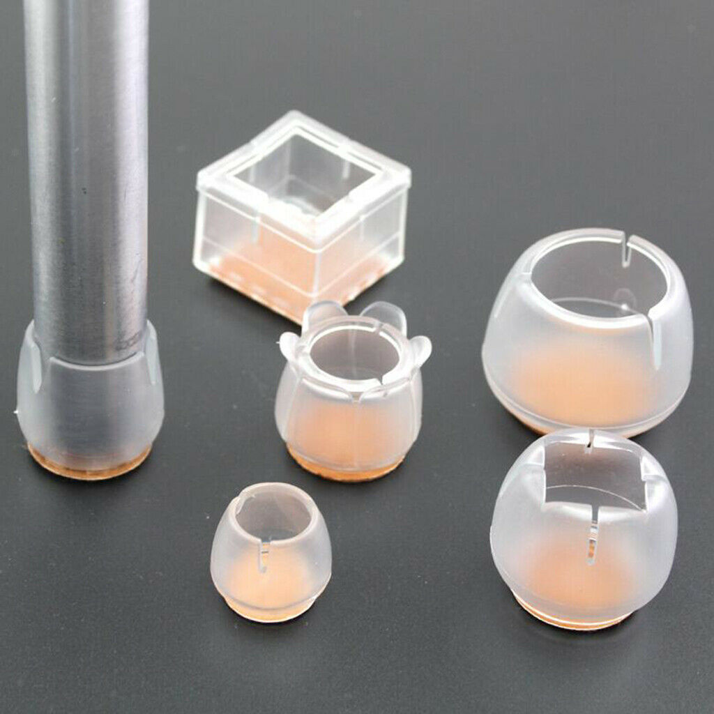 20 Pcs Rectangle Clear Silicone Chair Leg Caps Furniture Tablecloths