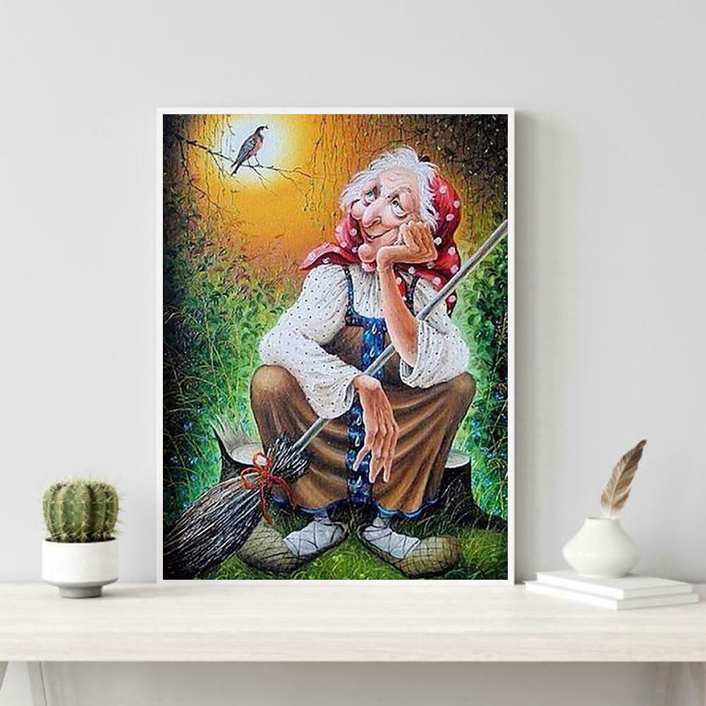 5D DIY Full Drill Diamond Painting Old Lady Embroidery Mosaic Craft Kits @