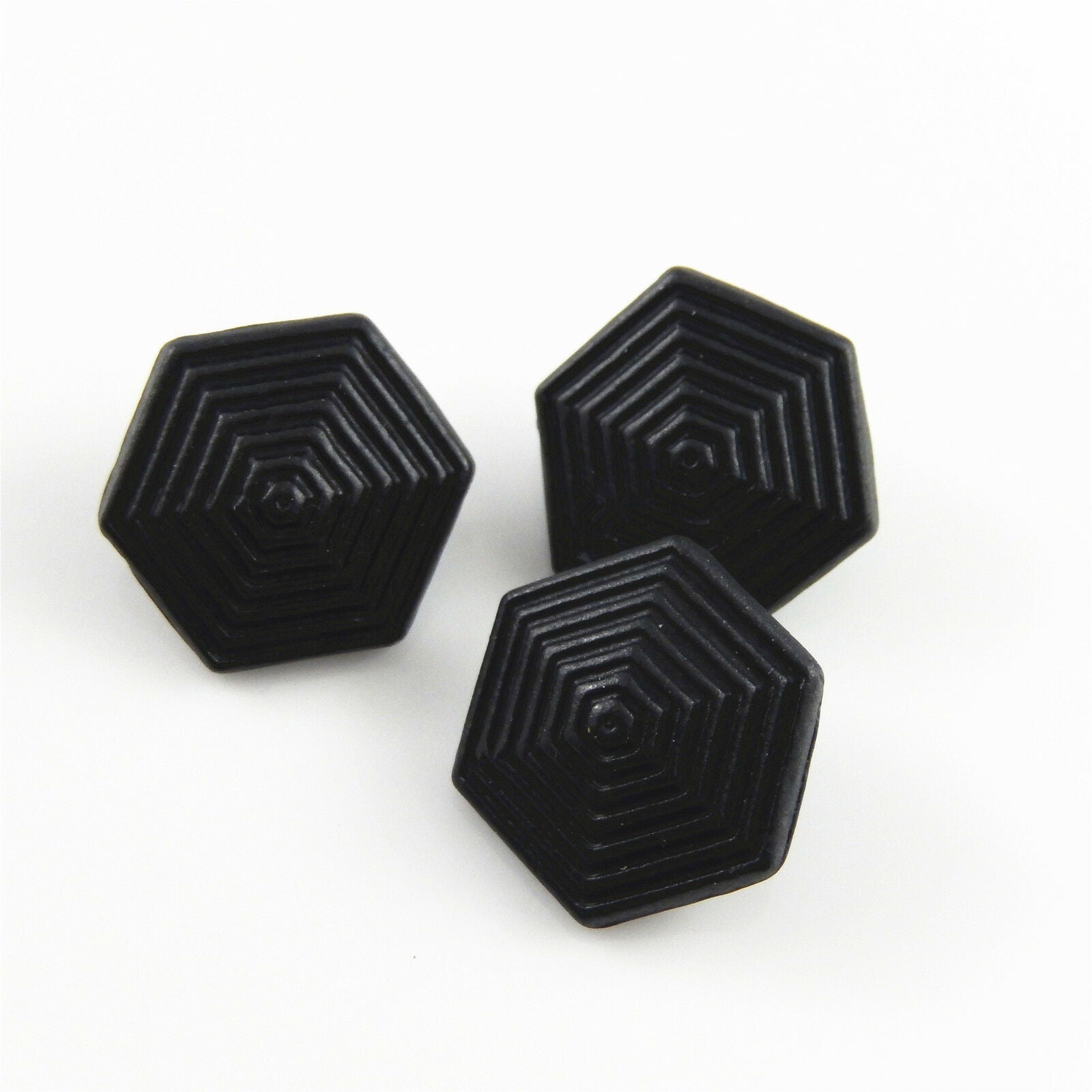 10 pcs Black Matte Alloy Button Hexagon Shape Crafting Sewing Findings 18*18*8mm